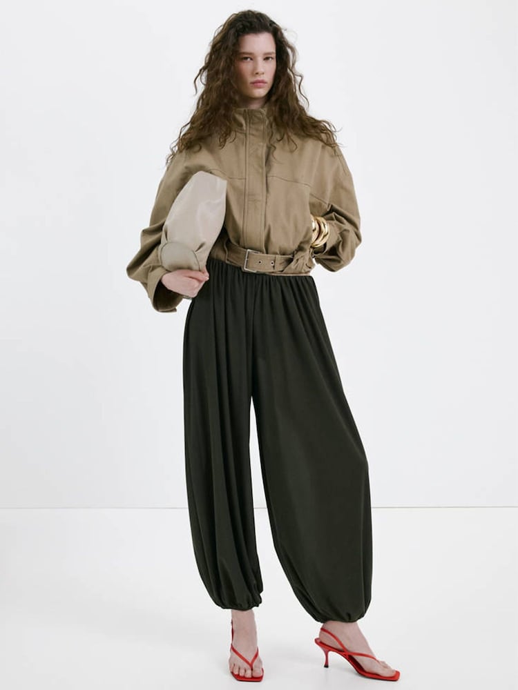 Mango Brown High Neck Buckle Cotton Jacket - Image 1 of 7