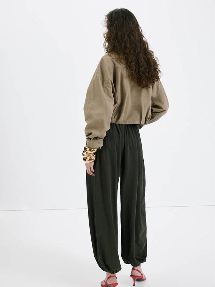 Mango Brown High Neck Buckle Cotton Jacket - Image 2 of 7