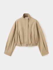 Mango Brown High Neck Buckle Cotton Jacket - Image 5 of 7