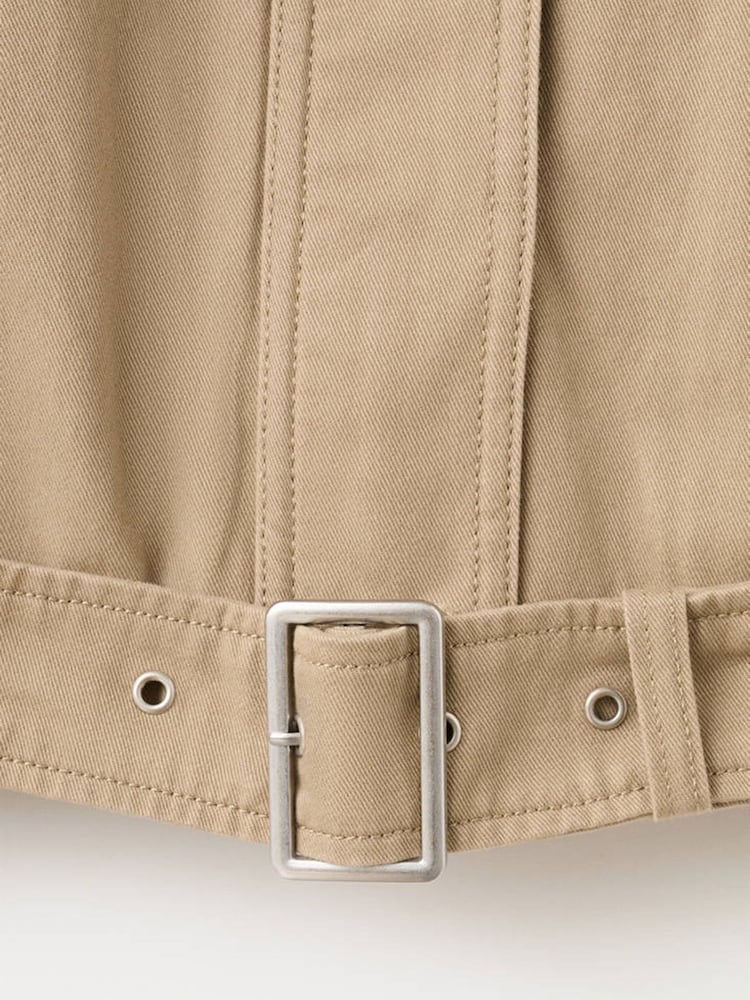 Mango Brown High Neck Buckle Cotton Jacket - Image 7 of 7