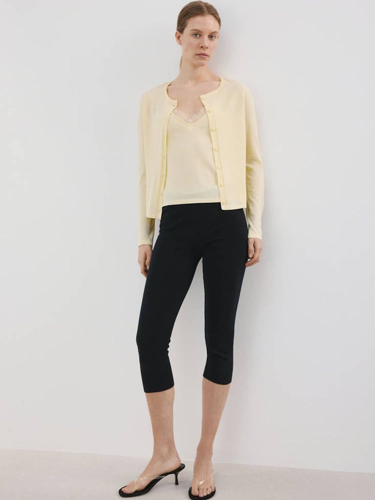 Mango Yellow Fine Knit Cardigan - Image 2 of 6 Mango Yellow Fine Knit Cardigan - Image 2 of 6