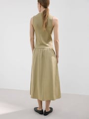 Mango Green Sleeveless Ribbed Poplin Midi Dress - Image 2 of 6