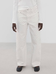 Mango White Polka Dot Wide Leg Jeans - Image 1 of 6