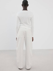 Mango White Polka Dot Wide Leg Jeans - Image 3 of 6