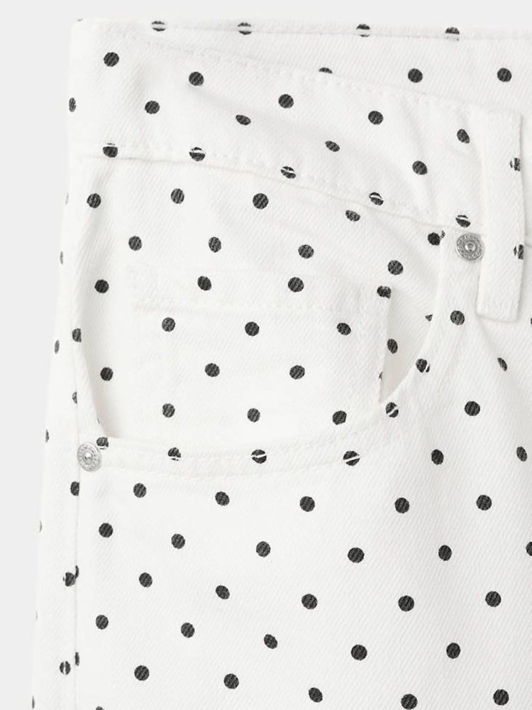 Mango White Polka Dot Wide Leg Jeans - Image 6 of 6