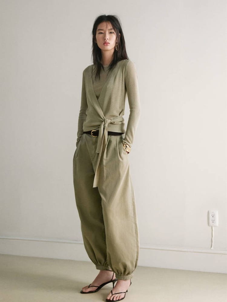 Mango Blue Wrap Tie Cardigan - Image 1 of 6