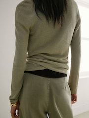 Mango Blue Wrap Tie Cardigan - Image 2 of 6