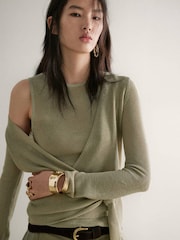 Mango Blue Wrap Tie Cardigan - Image 3 of 6