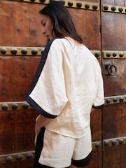 Mango Cream Short Sleeve Blouse - Image 2 of 6