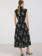 Mango Black Sleeveless Collared Midi Dress - Image 2 of 7