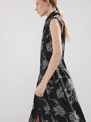 Mango Black Sleeveless Collared Midi Dress - Image 3 of 7
