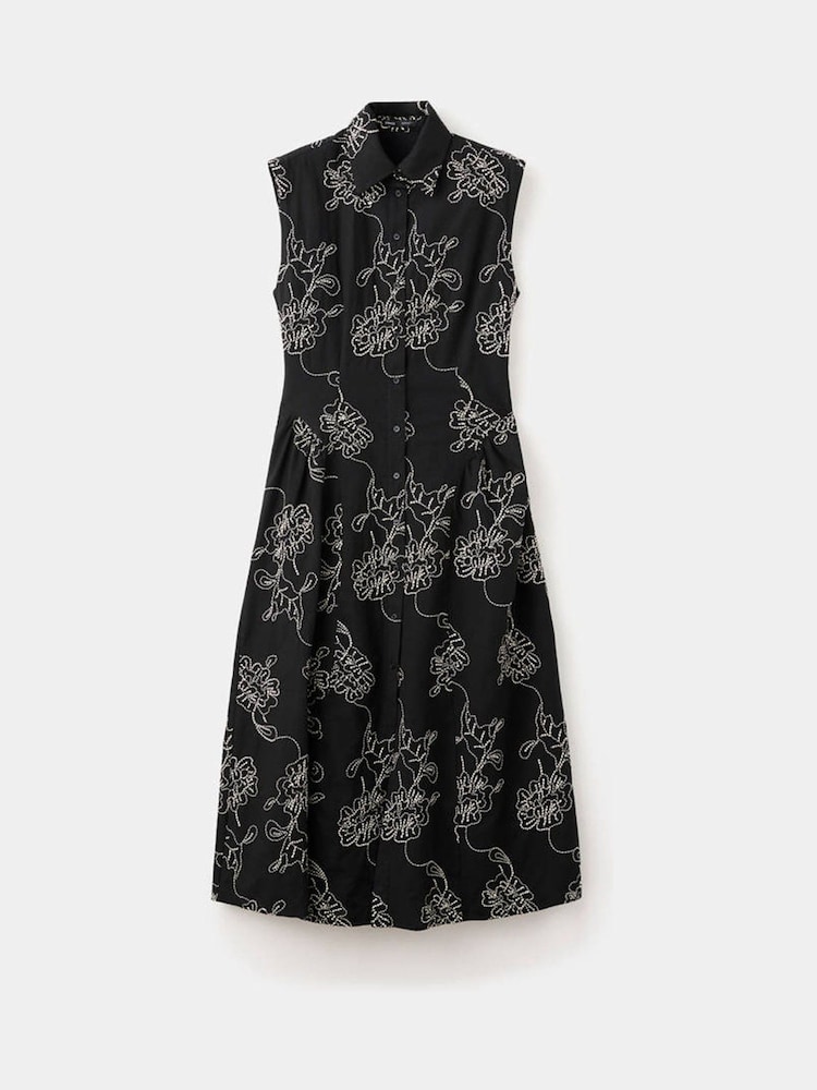 Mango Black Sleeveless Collared Midi Dress - Image 7 of 7