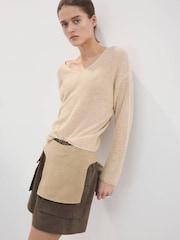 Mango Natural V-Neck Knitted Jumper - Image 3 of 7