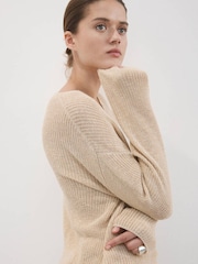 Mango Natural V-Neck Knitted Jumper - Image 4 of 7