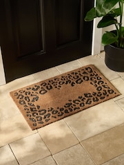 Black Rubber Leopard Border Coir Doormat - Image 2 of 5