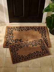 Black Rubber Leopard Border Coir Doormat - Image 3 of 5