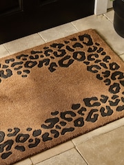 Black Rubber Leopard Border Coir Doormat - Image 4 of 5