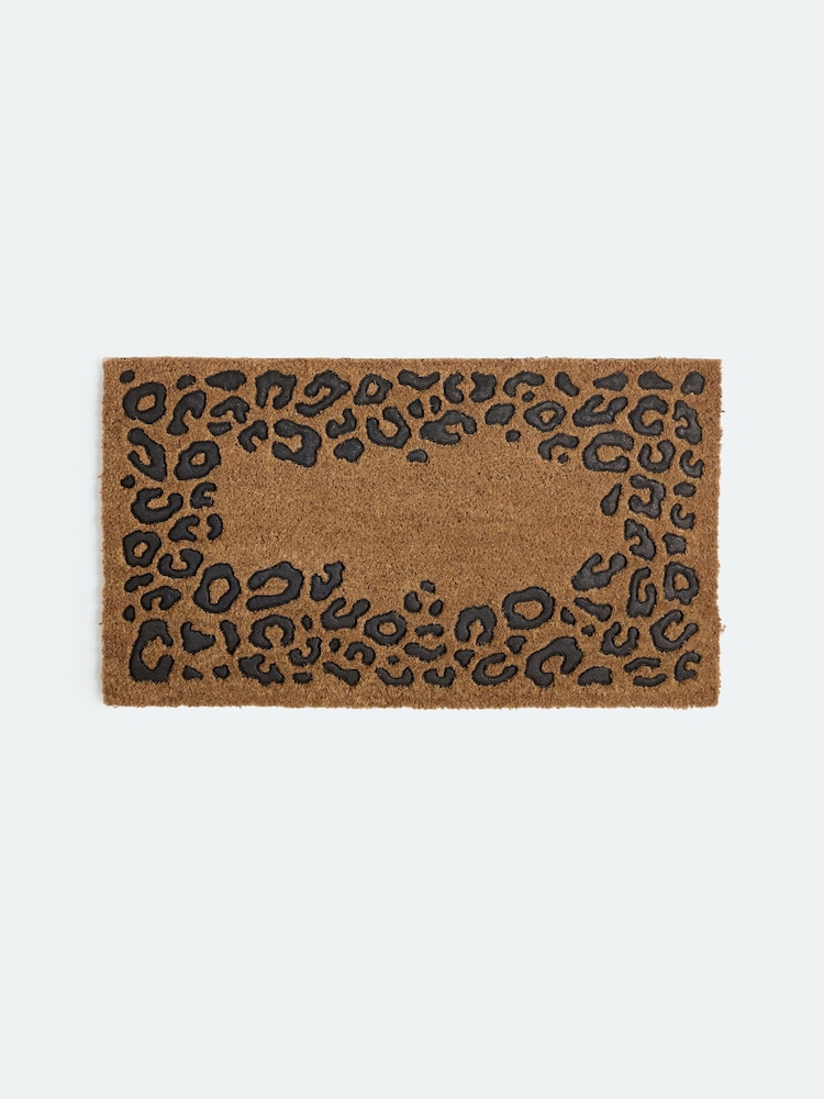 Black Rubber Leopard Border Coir Doormat - Image 5 of 5 Black Rubber Leopard Border Coir Doormat - Image 5 of 5