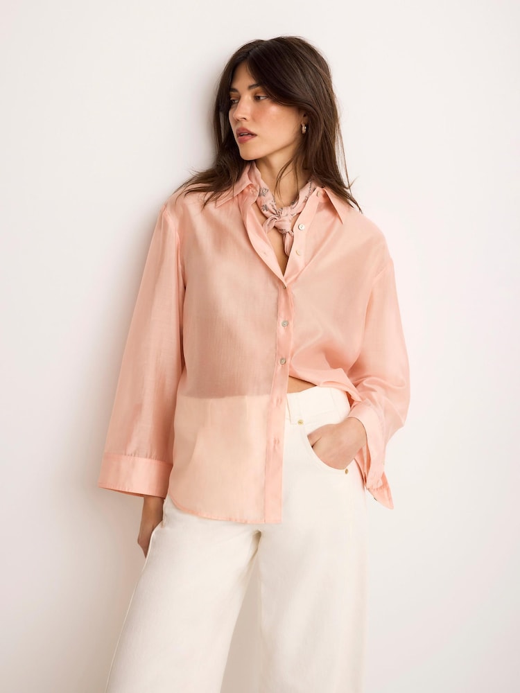 Mint Velvet Pink Sheer Shirt - Image 2 of 8