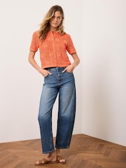 Mint Velvet Orange Cotton Sequin Flower Crochet Top - Image 6 of 8