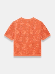 Mint Velvet Orange Cotton Sequin Flower Crochet Top - Image 8 of 8