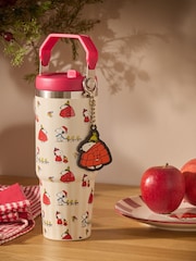 Cream 900ml Christmas Snoopy Stainless Steel Water Bottle - Image 1 of 3
