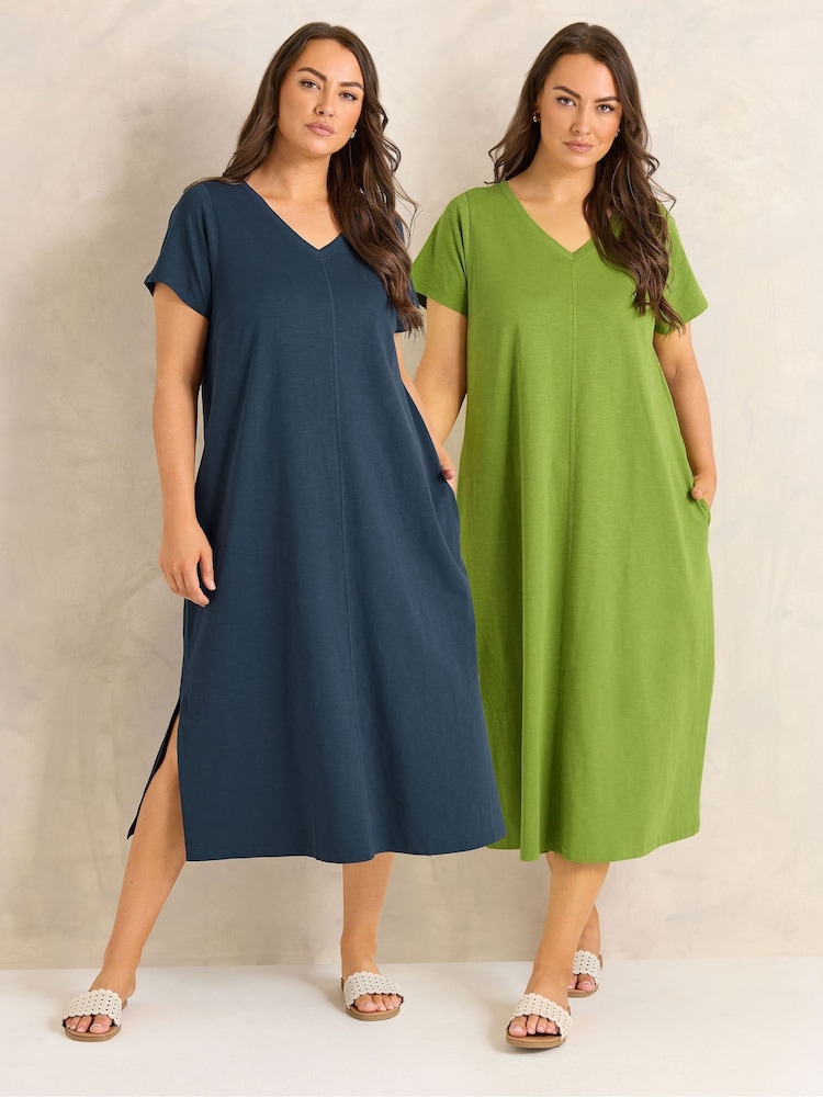 Evans Green Jersey Dresses 2 Pack - Image 1 of 8
