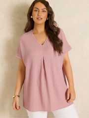 Evans Pink Grown On Sleeve Pleated Swing Top - Image 1 of 5