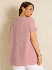 Evans Pink Grown On Sleeve Pleated Swing Top - Image 3 of 5