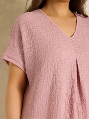 Evans Pink Grown On Sleeve Pleated Swing Top - Image 4 of 5