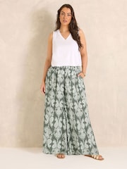 Evans Green Shirred Waist Trousers - Image 1 of 5