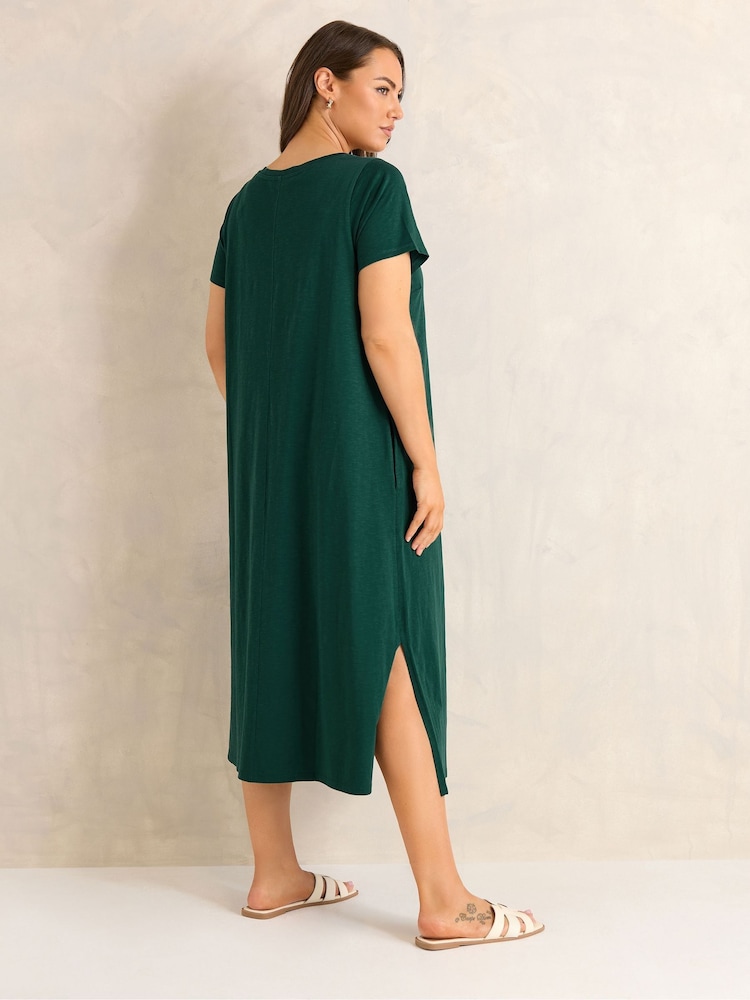 Evans Green Short Sleeve Slub Jersey Dress - Image 2 of 6