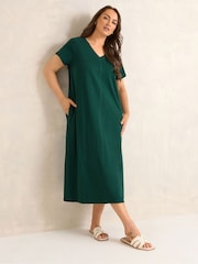 Evans Green Short Sleeve Slub Jersey Dress - Image 3 of 6