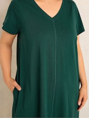 Evans Green Short Sleeve Slub Jersey Dress - Image 4 of 6