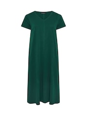 Evans Green Short Sleeve Slub Jersey Dress - Image 6 of 6