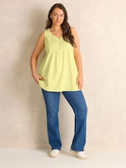 Evans Yellow Sleeveless Henley Top - Image 2 of 5