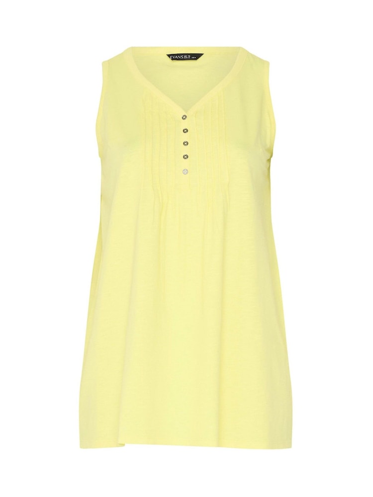 Evans Yellow Sleeveless Henley Top - Image 5 of 5 Evans Yellow Sleeveless Henley Top - Image 5 of 5