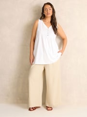 Evans White Sleeveless Henley Top - Image 2 of 5