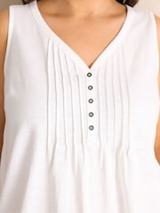 Evans White Sleeveless Henley Top - Image 4 of 5