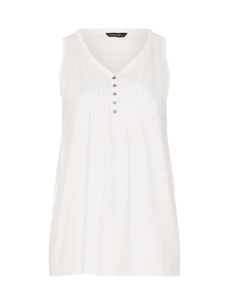 Evans White Sleeveless Henley Top - Image 5 of 5