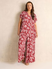 Evans Red Short Sleeve Notch Neck Top - Image 3 of 6