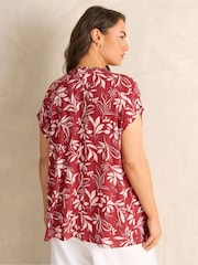 Evans Red Short Sleeve Notch Neck Top - Image 4 of 6