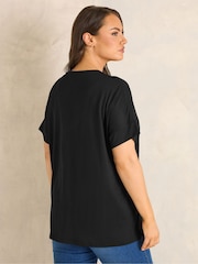 Evans Black Sequin Embellished Palm Trees Graphic T-Shirt - Image 3 of 5