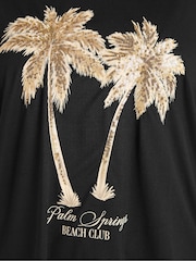 Evans Black Sequin Embellished Palm Trees Graphic T-Shirt - Image 4 of 5