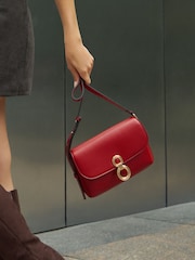 Lipsy Red Hardware Satchel Cross-Body Bag - Image 4 of 4