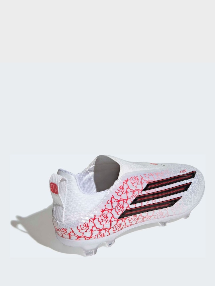 adidas White F50 League Laceless Firm Ground Football Boots - Image 2 of 9