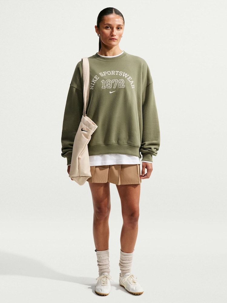 Oliv Brun - Nike Sportkläder Studio Fleece Sweat Top - Bild 1 av 6