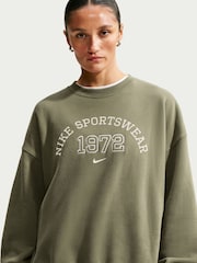 Oliv Brun - Nike Sportkläder Studio Fleece Sweat Top - Bild 3 av 6