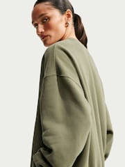 Oliv Brun - Nike Sportkläder Studio Fleece Sweat Top - Bild 4 av 6