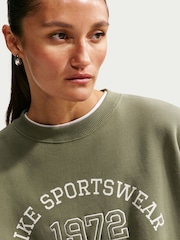 Oliv Brun - Nike Sportkläder Studio Fleece Sweat Top - Bild 5 av 6